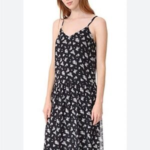 Vince Womens Calico Floral Shirred Waist Slip Dress Silk Georgette Size Meduim